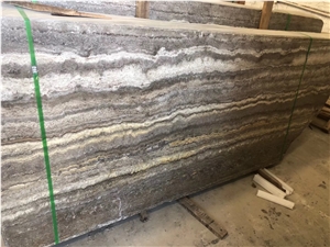 Grade a Iran Titanium Silver Travertine Stone Slab