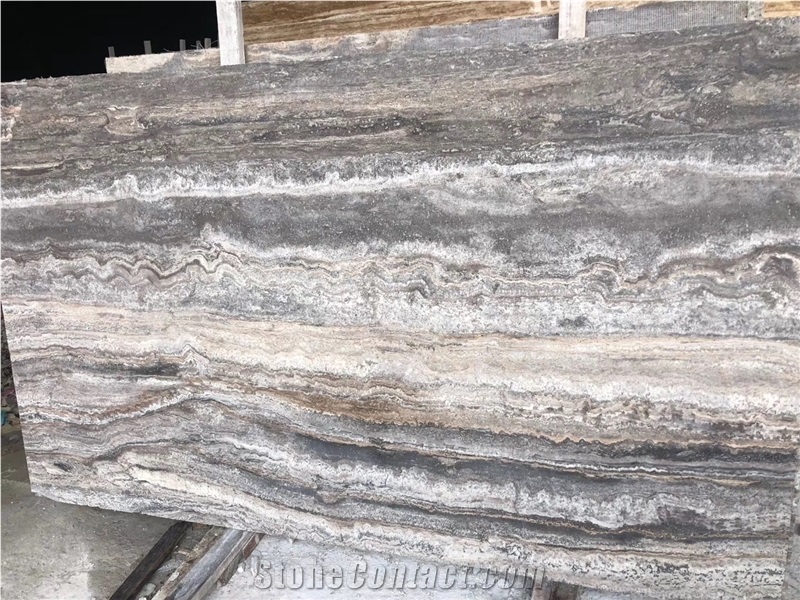 Grade a Iran Titanium Silver Travertine Stone Slab