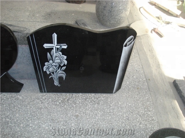 Granite Cross Flower Shadow Carving Tombstone