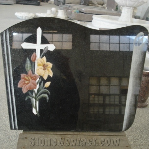 Granite Cross Flower Shadow Carving Tombstone