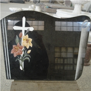 Granite Cross Flower Shadow Carving Tombstone