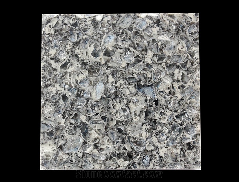 Granite Look Blue Pearl Quartz Stone Slab & Tiles