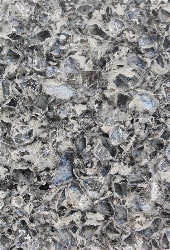 Granite Look Blue Pearl Quartz Stone Slab & Tiles