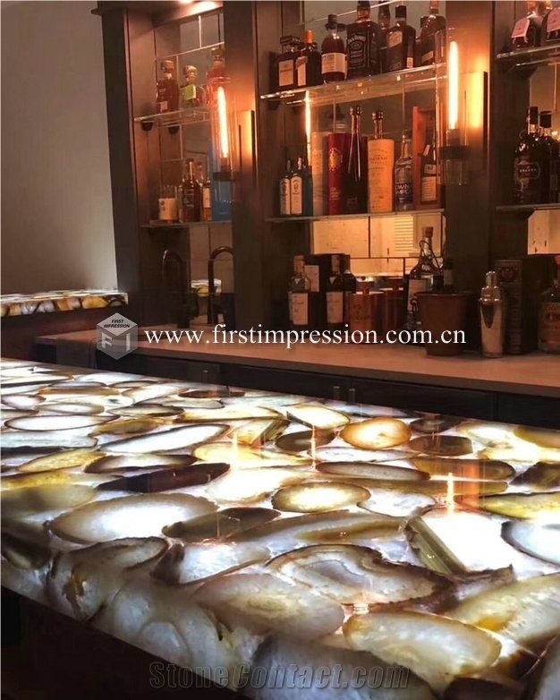 Grey Agate Semiprecious Gemstone Slabs for Bar Top