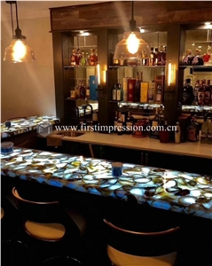 Grey Agate Semiprecious Gemstone Slabs for Bar Top