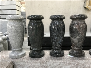 Grey Black Polished Granite Flower Vases