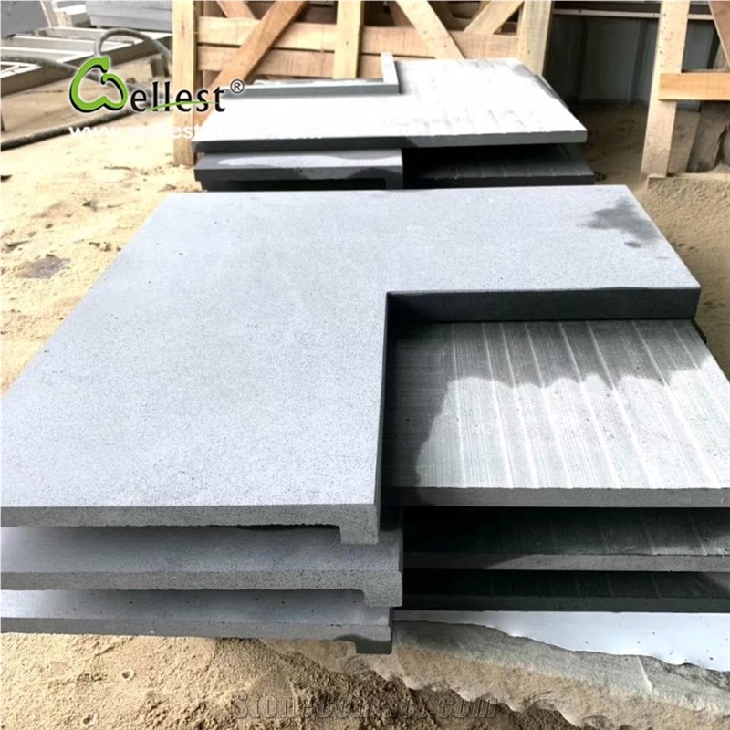 Grey Blue Stone Pool Bullnose Coping Corner
