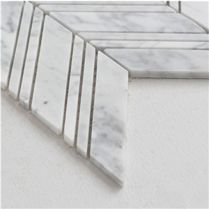 Herringbone Carrara White Stone Marble Mosaic