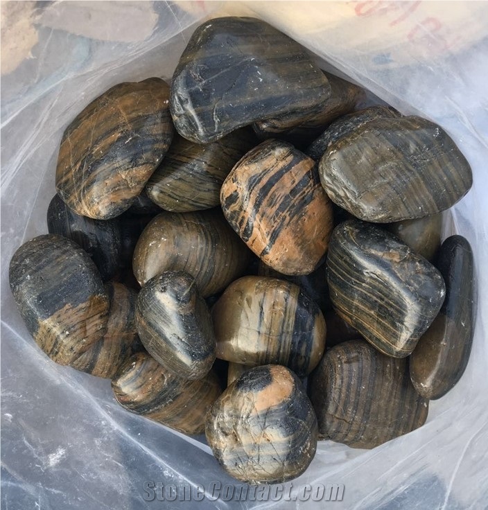 High Polished Striped Pebble Stone