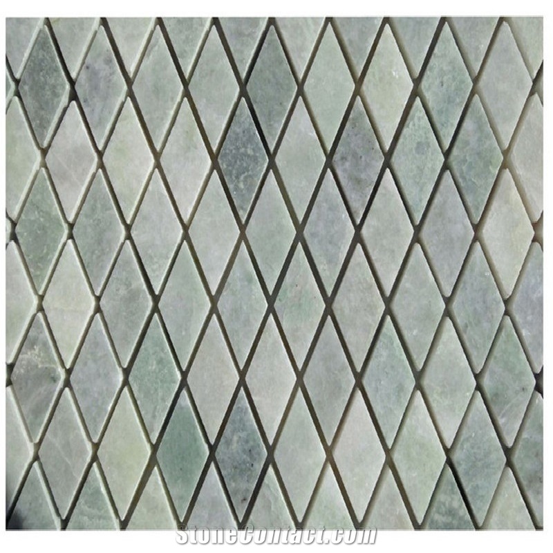 Honed Ming Green Marble Diamond Shape Mosaic