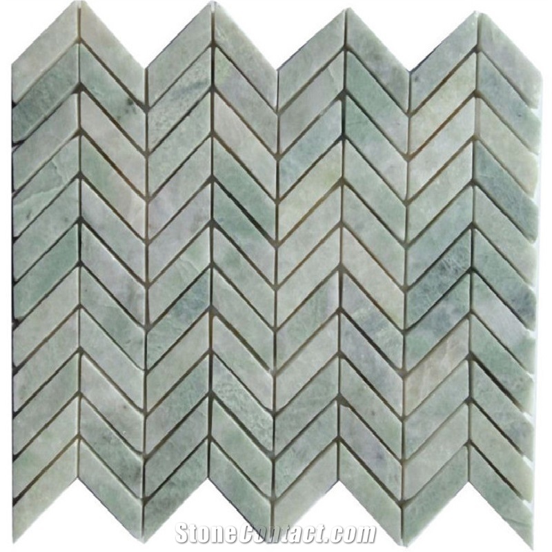 Honed Ming Green Marble Diamond Shape Mosaic