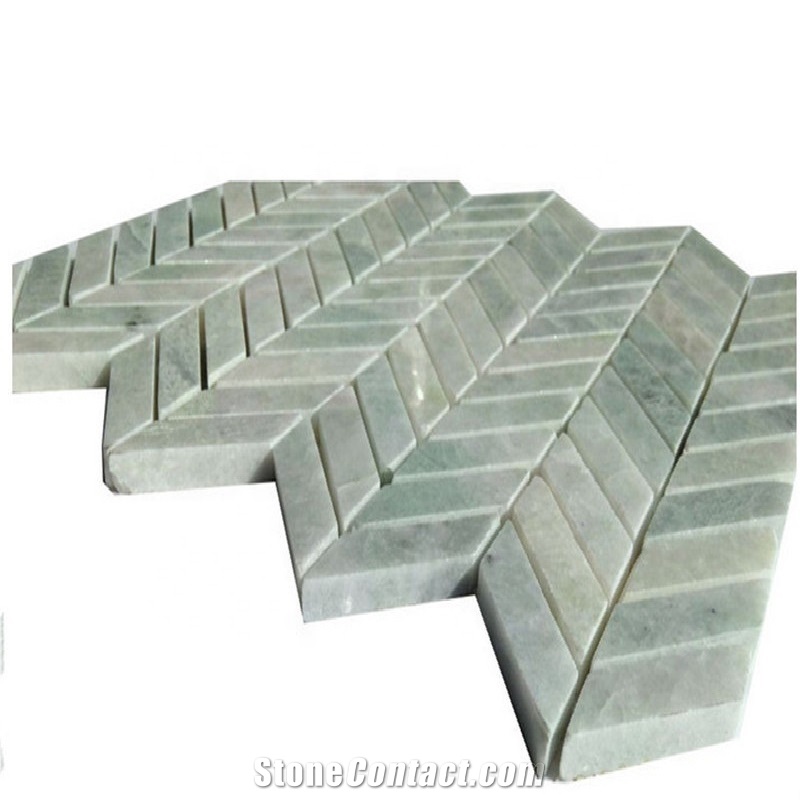 Honed Ming Green Marble Diamond Shape Mosaic
