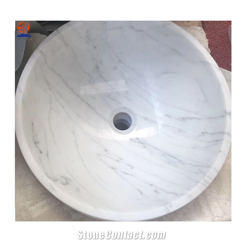 Honed White Volakas Marble Inlay Trough Sink