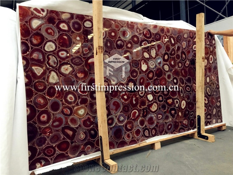 Hot Red Agate Gemstone Semiprecious Slabs