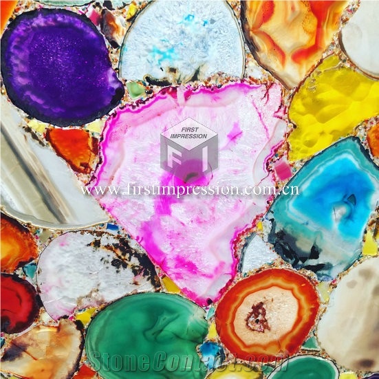 Hot Sale Colorful Agate Gemstone Semiprecious Slab