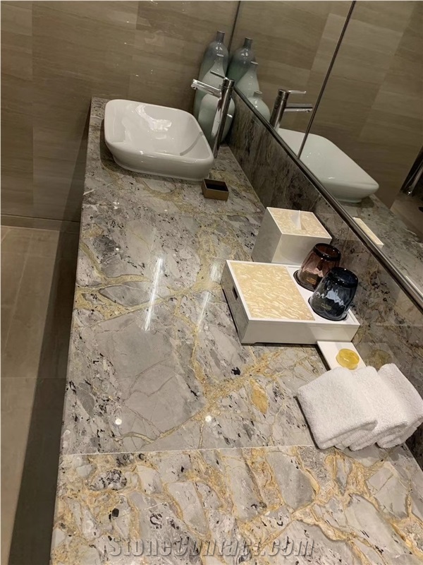 Hot Sell Versace Gold Marble Vanities & Bath Countertop