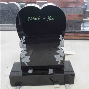 Imperial Black Granite Heart Shaped Monument