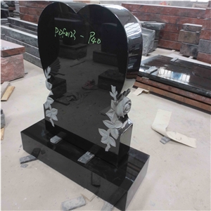 Imperial Black Granite Heart Shaped Monument