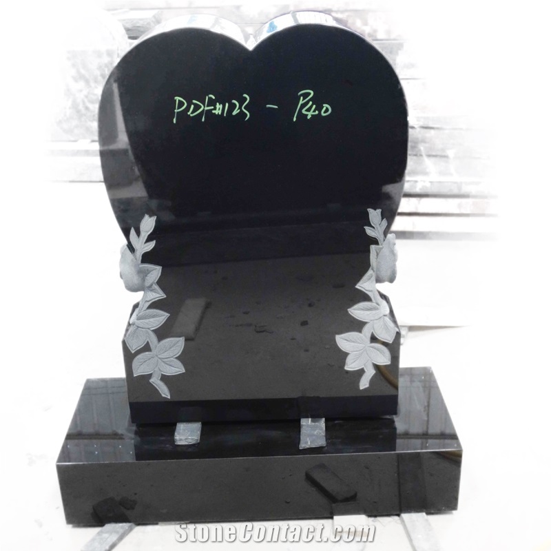 Imperial Black Granite Heart Shaped Monument