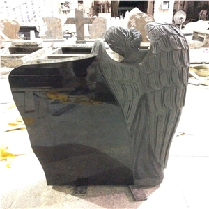 India Bahama Blue Granite Angel Headstone