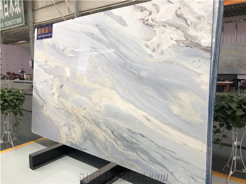 Interior Marble Wall Application Sky Blue Pattern