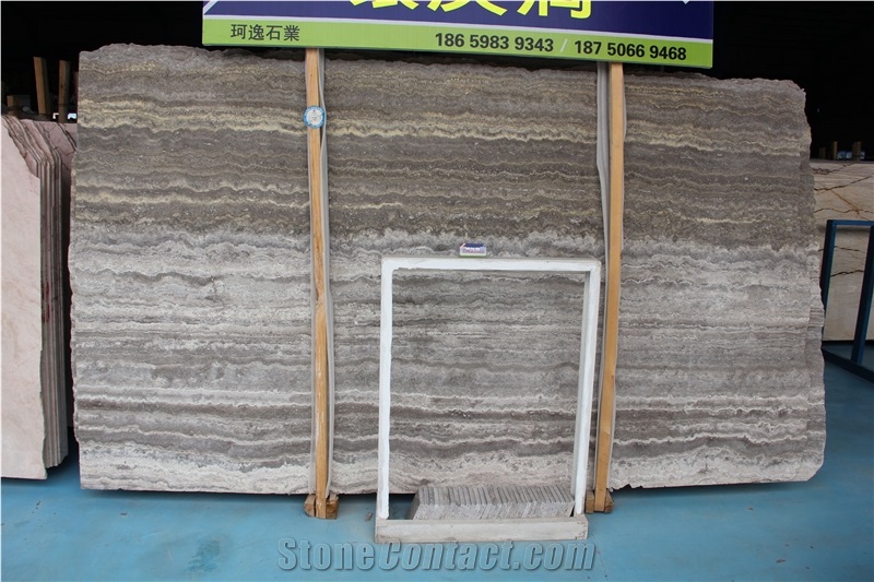 Iran River Silver Travertine Slab and Tiles