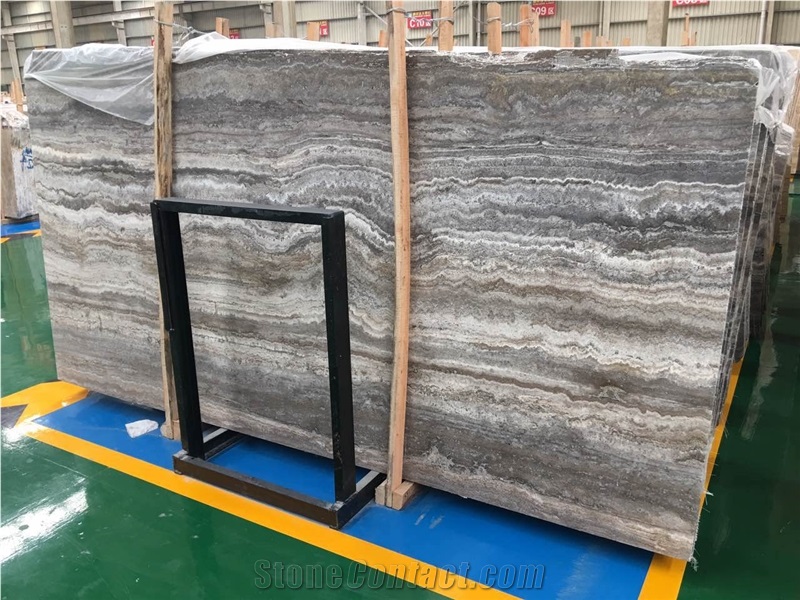 Iran River Silver Travertine Slab and Tiles