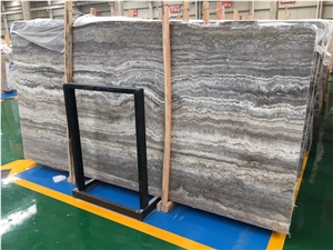 Iran River Silver Travertine Slab and Tiles
