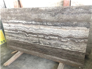 Iran River Silver Travertine Slab Glossy Wall Slab