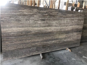 Iran River Silver Travertine Slab Glossy Wall Slab