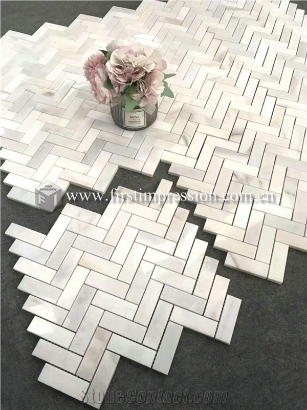 Italy Calacatta White Marble Mosaic Tiles