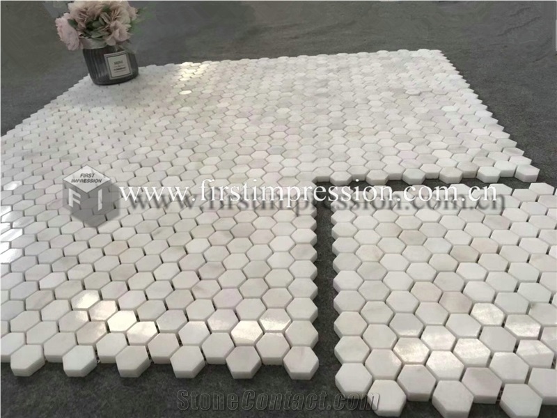 Italy Calacatta White Marble Mosaic Tiles
