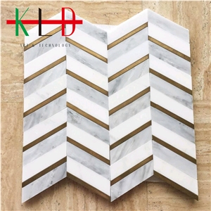 Kitchen Marble with Metal Mosaic Tile Backsplash Kitchen Marble with Metal Mosaic Tile Backsplash