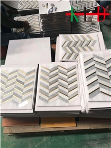 Kitchen Marble with Metal Mosaic Tile Backsplash