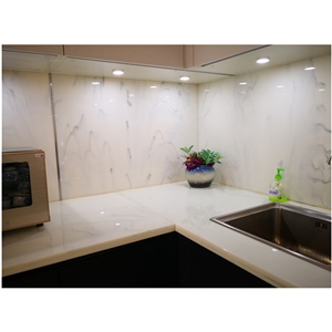 Luxury White Nano Glass Calacatta Artifical Stone