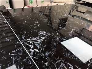 Nero Marquina Black Artificial Marble Stone Slab