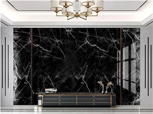 Nero Marquina Black Artificial Marble Stone Slab