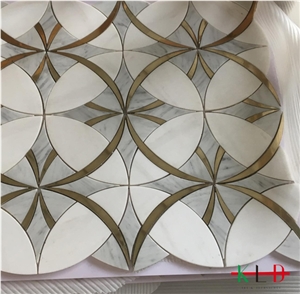 New Design Metal Mosaic Mix Marble Tiles,Waterjet New Design Metal Mosaic Mix Marble Tiles,Waterjet