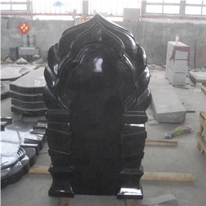 Polished Black Cemetery Granite Memorial