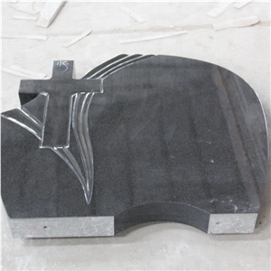Polished Black Granite Cemetery Tombstone
