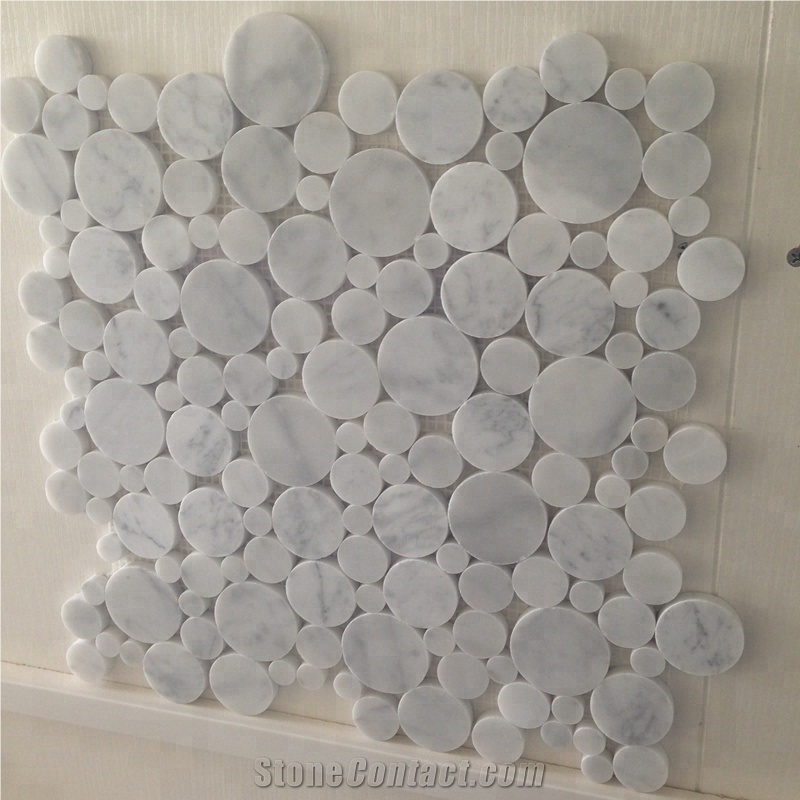 Polished Carrara White Marble Pattern Mosaic