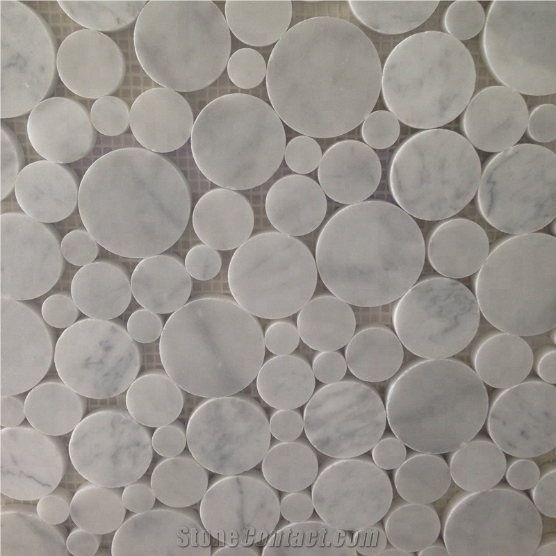 Polished Carrara White Marble Pattern Mosaic