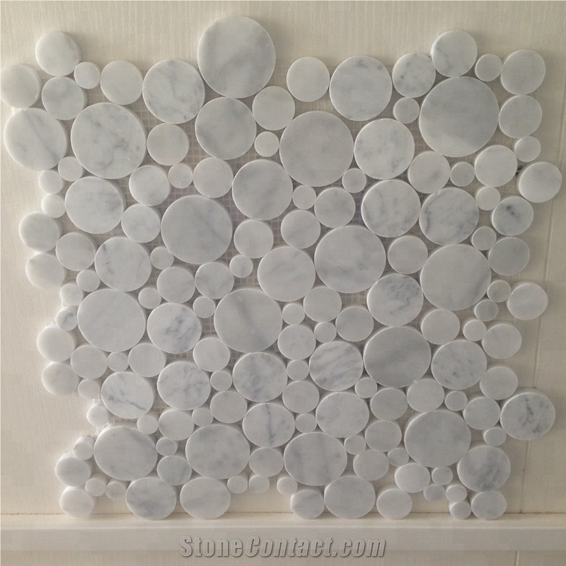 Polished Carrara White Marble Pattern Mosaic