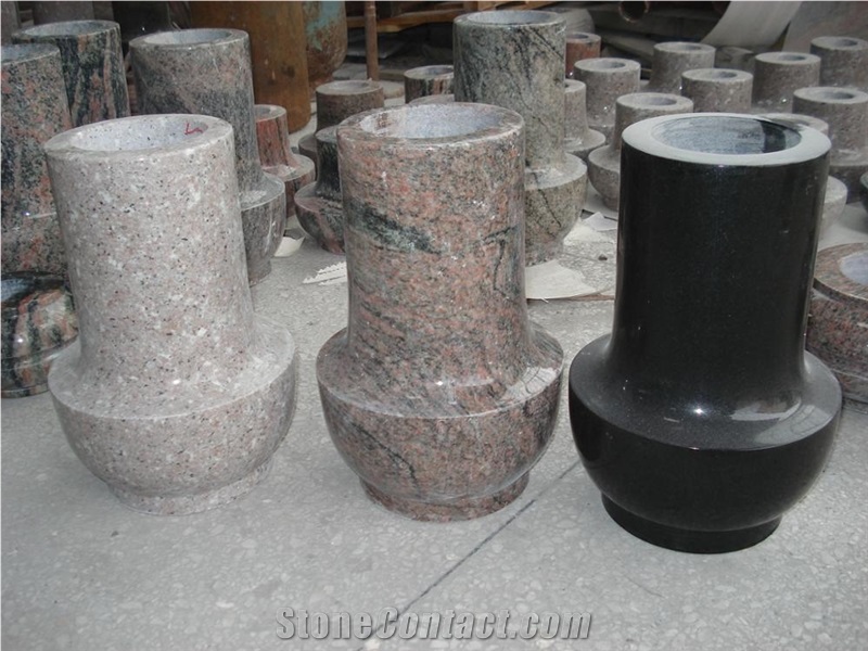 Polished Granite Vase for Grave Stone
