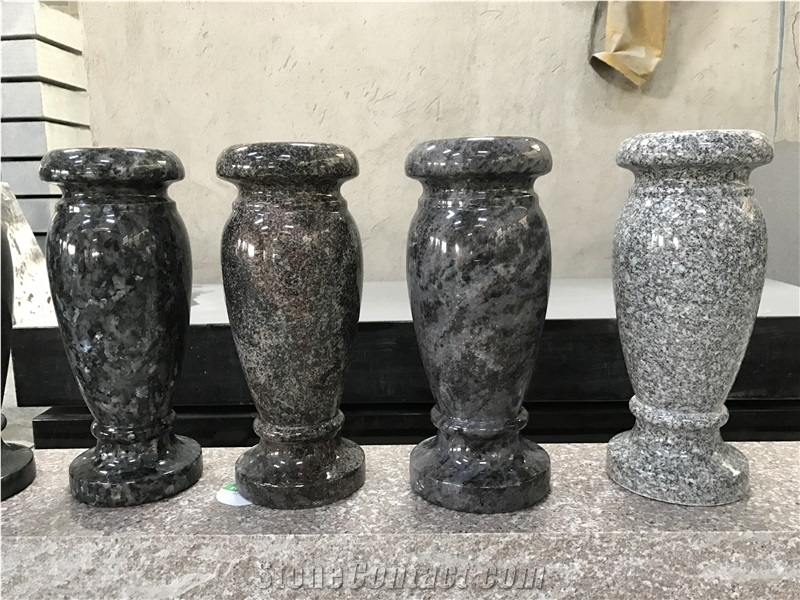 Polished Granite Vase for Grave Stone
