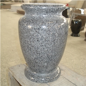 Polished Light Grey Granite Vase for Columbarium