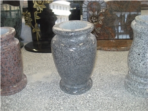 Polished Light Grey Granite Vase for Columbarium