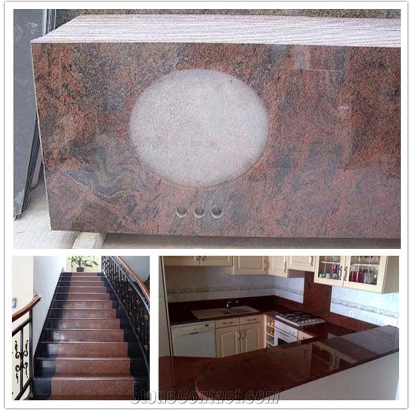 Polished Multicolor Red Granite Flooring Tiles