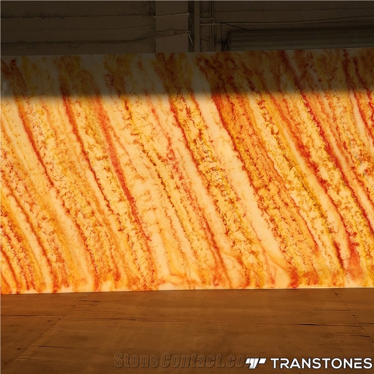 Polished Translucent Yellow Veins Artificial Onyx Wall Stone