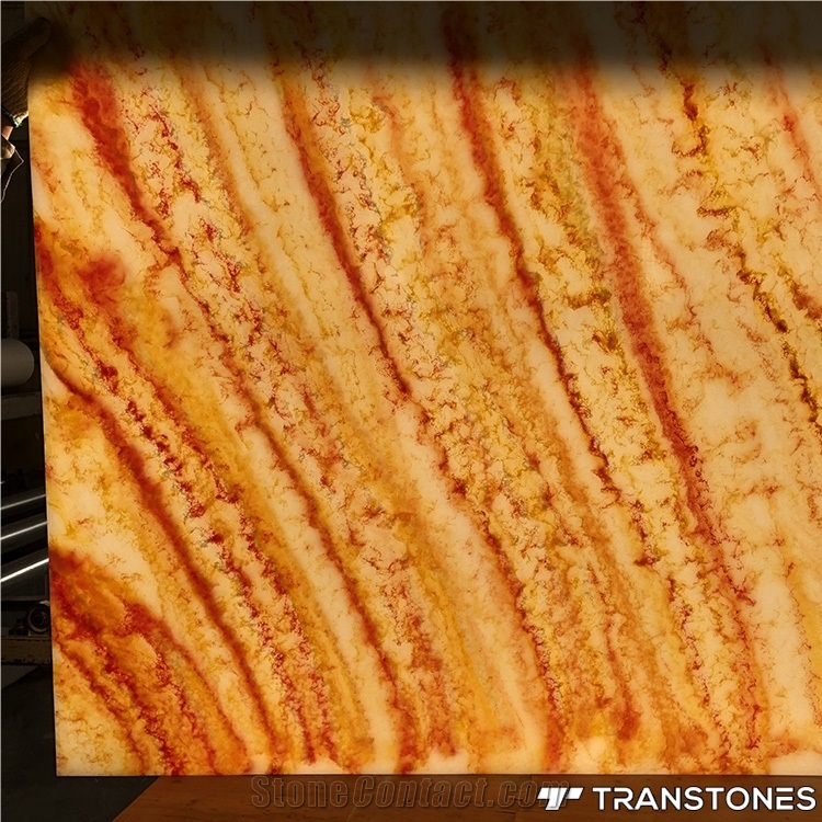 Polished Translucent Yellow Veins Artificial Onyx Wall Stone